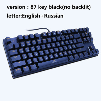 Metoo  Edition Mechanical Keyboard 87 keys Blue Switch Gaming Keyboards for Tablet Desktop  Russian sticker