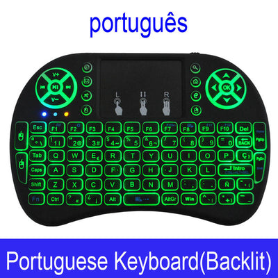 7 color backlit i8 Mini Wireless Keyboard 2.4ghz English Russian 3 colour Air Mouse with Touchpad Remote Control Android TV Box