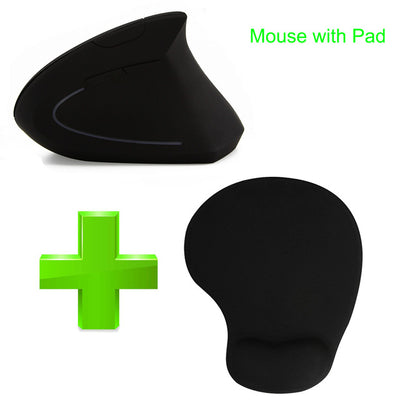 CHYI Wireless Mouse Ergonomic Optical 2.4G 800/1200/1600DPI Colorful Light Wrist Healing Vertical Mice with Mouse Pad Kit For PC